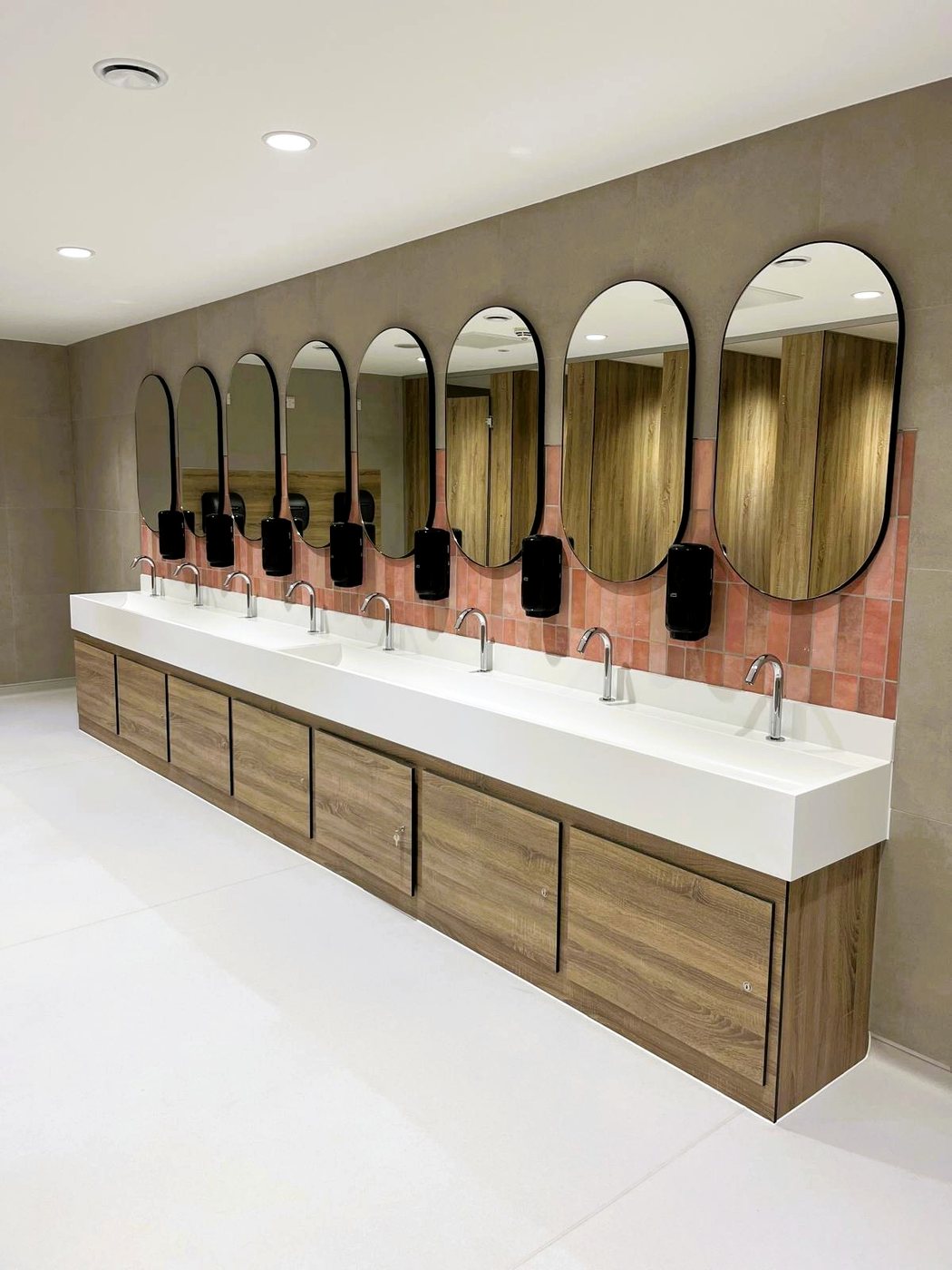 Bespoke vanity and trough housing at Liverpool John Lennon Airport