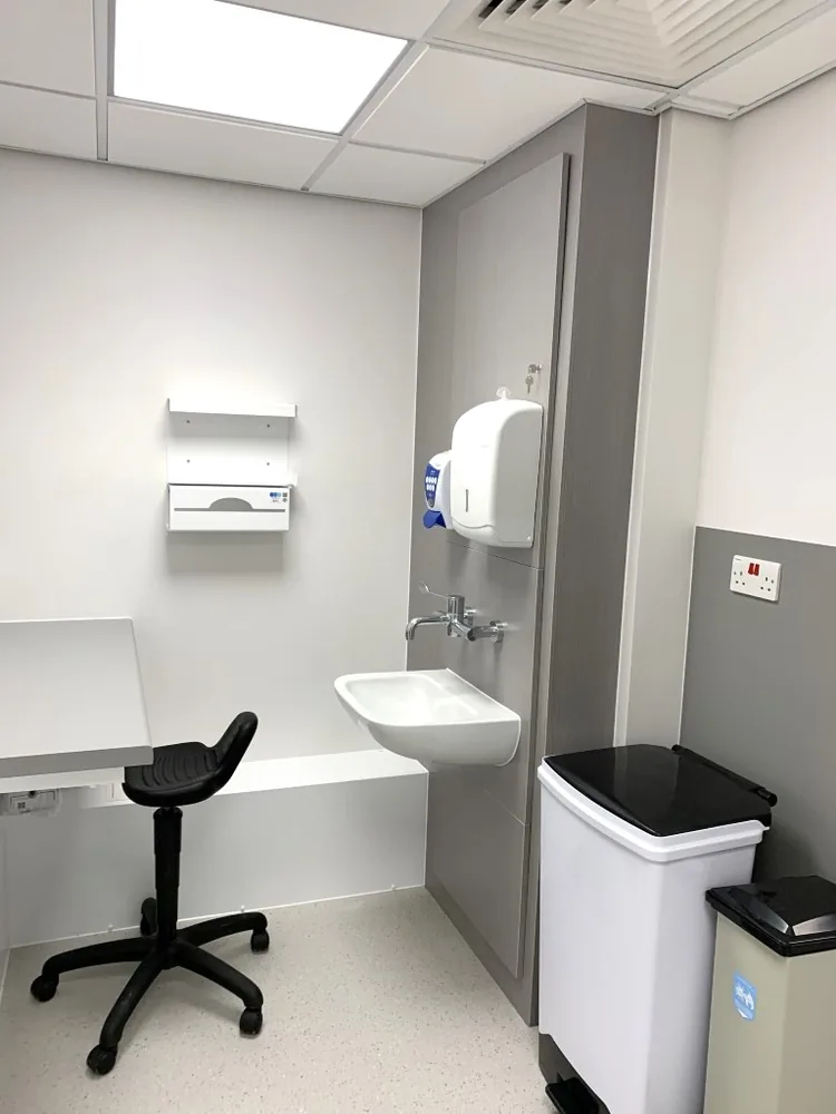 Volante IPS duct panels in a commercial washroom