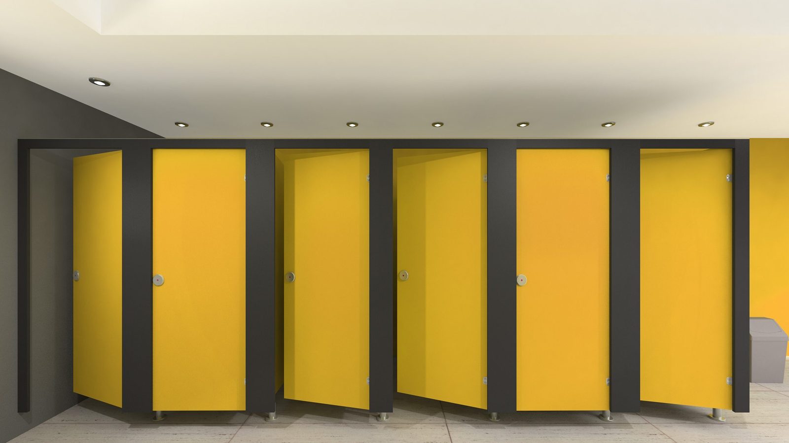 Formica laminate finishes for commercial toilet cubicles