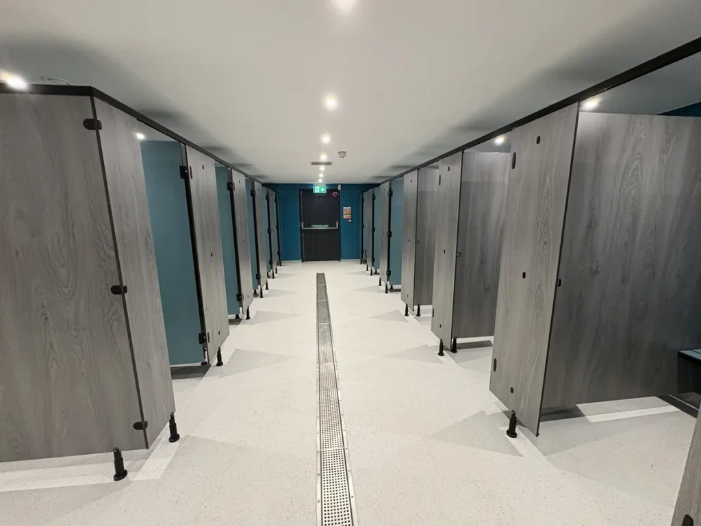 Toilet cubicles installed by Total Cubicle Solutions at Park Holidays Amble Links, Mirage finish